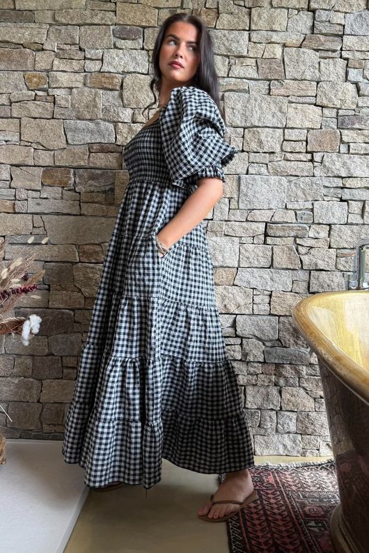 Nonni Gingham Darling Dress Black